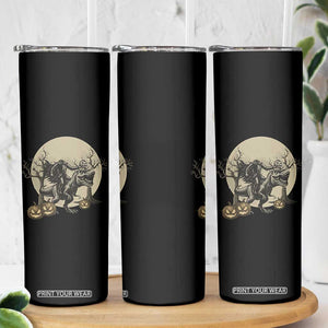 Funny Halloween Gift Skinny Tumbler Headless Horseman Riding A Dino TS12 Print Your Wear