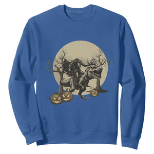 Funny Halloween Gift Sweatshirt Headless Horseman Riding A Dino TS12 Royal Blue Print Your Wear