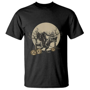 Funny Halloween Gift T Shirt Headless Horseman Riding A Dino TS12 Black Print Your Wear