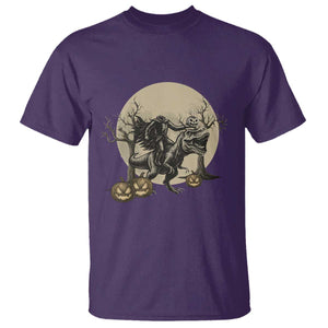 Funny Halloween Gift T Shirt Headless Horseman Riding A Dino TS12 Purple Print Your Wear