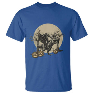 Funny Halloween Gift T Shirt Headless Horseman Riding A Dino TS12 Royal Blue Print Your Wear