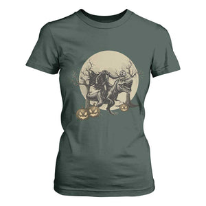 Funny Halloween Gift T Shirt For Women Headless Horseman Riding A Dino TS12 Dark Forest Green Print Your Wear