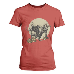 Funny Halloween Gift T Shirt For Women Headless Horseman Riding A Dino TS12 Red Print Your Wear