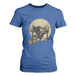 Funny Halloween Gift T Shirt For Women Headless Horseman Riding A Dino TS12 Royal Blue Print Your Wear