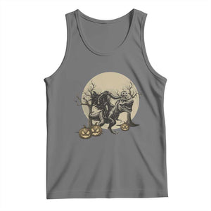 Funny Halloween Gift Tank Top Headless Horseman Riding A Dino TS12 Black Heather Print Your Wear