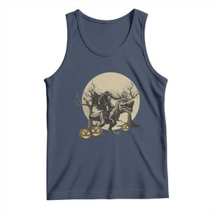 Funny Halloween Gift Tank Top Headless Horseman Riding A Dino TS12 Navy Print Your Wear