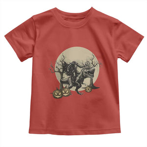 Funny Halloween Gift Toddler T Shirt Headless Horseman Riding A Dino TS12 Red Print Your Wear