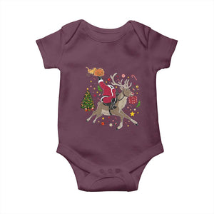 Funny Santa Headless Horseman Baby Onesie Christmas Halloween Gift TS12 Maroon Print Your Wear