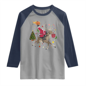 Funny Santa Headless Horseman Raglan Shirt Christmas Halloween Gift TS12 Sport Gray Navy Print Your Wear