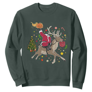 Funny Santa Headless Horseman Sweatshirt Christmas Halloween Gift TS12 Dark Forest Green Print Your Wear
