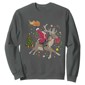 Funny Santa Headless Horseman Sweatshirt Christmas Halloween Gift TS12 Dark Heather Print Your Wear