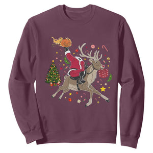 Funny Santa Headless Horseman Sweatshirt Christmas Halloween Gift TS12 Maroon Print Your Wear