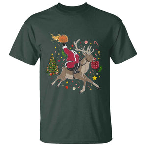 Funny Santa Headless Horseman T Shirt Christmas Halloween Gift TS12 Dark Forest Green Print Your Wear