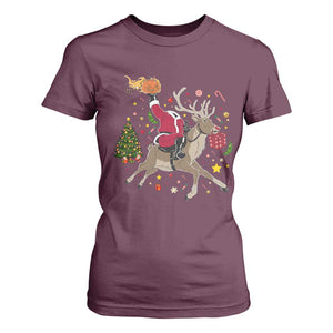 Funny Santa Headless Horseman T Shirt For Women Christmas Halloween Gift TS12 Maroon Print Your Wear