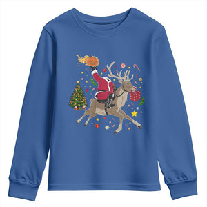 Funny Santa Headless Horseman Youth Sweatshirt Christmas Halloween Gift TS12 Royal Blue Print Your Wear
