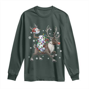 Funny Snowman Headless Horseman Long Sleeve Shirt Christmas Halloween Gift TS12 Dark Forest Green Print Your Wear