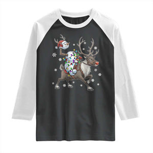 Funny Snowman Headless Horseman Raglan Shirt Christmas Halloween Gift TS12 Black White Print Your Wear