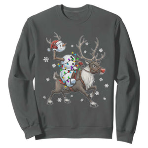 Funny Snowman Headless Horseman Sweatshirt Christmas Halloween Gift TS12 Dark Heather Print Your Wear