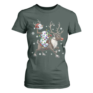Funny Snowman Headless Horseman T Shirt For Women Christmas Halloween Gift TS12 Dark Forest Green Print Your Wear