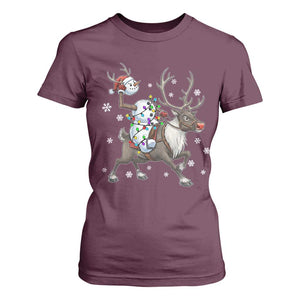 Funny Snowman Headless Horseman T Shirt For Women Christmas Halloween Gift TS12 Maroon Print Your Wear