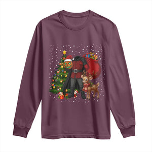 Headless Horseman Santa Long Sleeve Shirt Funny Christmas Mashup Gift TS12 Maroon Print Your Wear