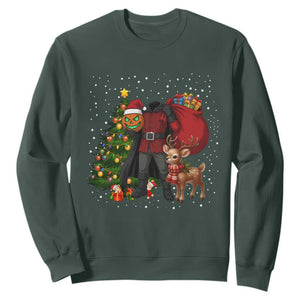 Headless Horseman Santa Sweatshirt Funny Christmas Mashup Gift TS12 Dark Forest Green Print Your Wear
