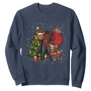 Headless Horseman Santa Sweatshirt Funny Christmas Mashup Gift TS12 Navy Print Your Wear