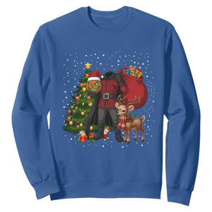 Headless Horseman Santa Sweatshirt Funny Christmas Mashup Gift TS12 Royal Blue Print Your Wear