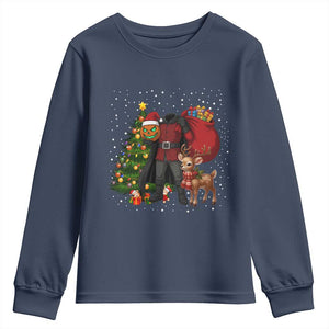 Headless Horseman Santa Youth Sweatshirt Funny Christmas Mashup Gift TS12 Navy Print Your Wear