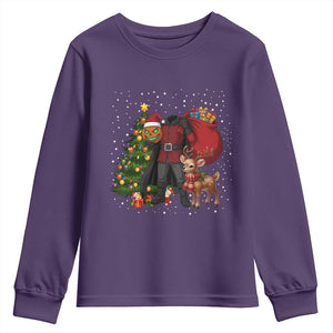 Headless Horseman Santa Youth Sweatshirt Funny Christmas Mashup Gift TS12 Purple Print Your Wear