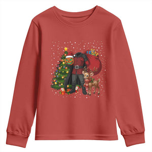 Headless Horseman Santa Youth Sweatshirt Funny Christmas Mashup Gift TS12 Red Print Your Wear