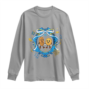 Funny Hanukkah Long Sleeve Shirt Challah And Latke Cute Food Lover Gift TS12 Sport Gray Print Your Wear