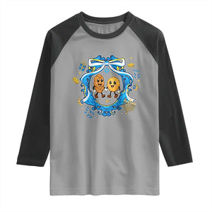 Funny Hanukkah Raglan Shirt Challah And Latke Cute Food Lover Gift TS12 Sport Gray Black Print Your Wear