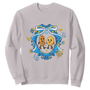 Funny Hanukkah Sweatshirt Challah And Latke Cute Food Lover Gift TS12 Ice Gray Print Your Wear