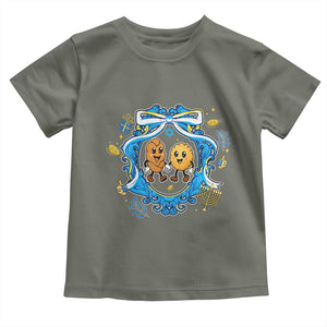 Funny Hanukkah Toddler T Shirt Challah And Latke Cute Food Lover Gift TS12 Military Green Print Your Wear