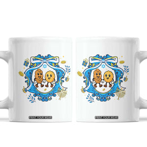 Funny Hanukkah Coffee Mug Challah And Latke Cute Food Lover Gift TS12 White Print Your Wear