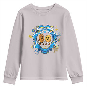 Funny Hanukkah Youth Sweatshirt Challah And Latke Cute Food Lover Gift TS12 Ice Gray Print Your Wear