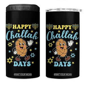 Funny Hanukkah Food Lover Gift 4 in 1 Can Cooler Tumbler Happy Challah Days TS12 One Size: 16 oz Black Print Your Wear