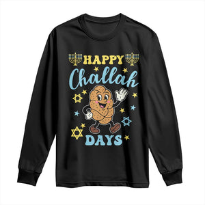 Funny Hanukkah Food Lover Gift Long Sleeve Shirt Happy Challah Days TS12 Black Print Your Wear