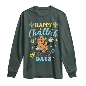 Funny Hanukkah Food Lover Gift Long Sleeve Shirt Happy Challah Days TS12 Dark Forest Green Print Your Wear