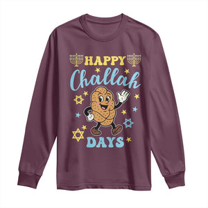 Funny Hanukkah Food Lover Gift Long Sleeve Shirt Happy Challah Days TS12 Maroon Print Your Wear