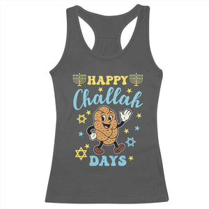 Funny Hanukkah Food Lover Gift Racerback Tank Top Happy Challah Days TS12 Dark Heather Print Your Wear