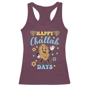 Funny Hanukkah Food Lover Gift Racerback Tank Top Happy Challah Days TS12 Maroon Print Your Wear