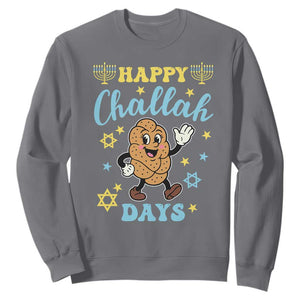 Funny Hanukkah Food Lover Gift Sweatshirt Happy Challah Days TS12 Charcoal Print Your Wear