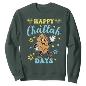 Funny Hanukkah Food Lover Gift Sweatshirt Happy Challah Days TS12 Dark Forest Green Print Your Wear