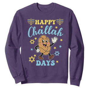 Funny Hanukkah Food Lover Gift Sweatshirt Happy Challah Days TS12 Purple Print Your Wear