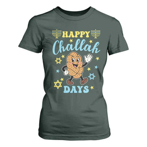 Funny Hanukkah Food Lover Gift T Shirt For Women Happy Challah Days TS12 Dark Forest Green Print Your Wear