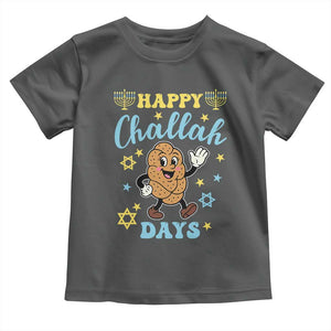 Funny Hanukkah Food Lover Gift Toddler T Shirt Happy Challah Days TS12 Dark Heather Print Your Wear