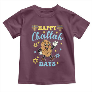 Funny Hanukkah Food Lover Gift Toddler T Shirt Happy Challah Days TS12 Maroon Print Your Wear