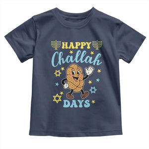 Funny Hanukkah Food Lover Gift Toddler T Shirt Happy Challah Days TS12 Navy Print Your Wear